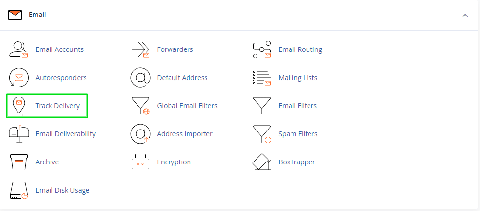 This image is showing a list of features related to email accounts, such as routing, filters, and encryption.