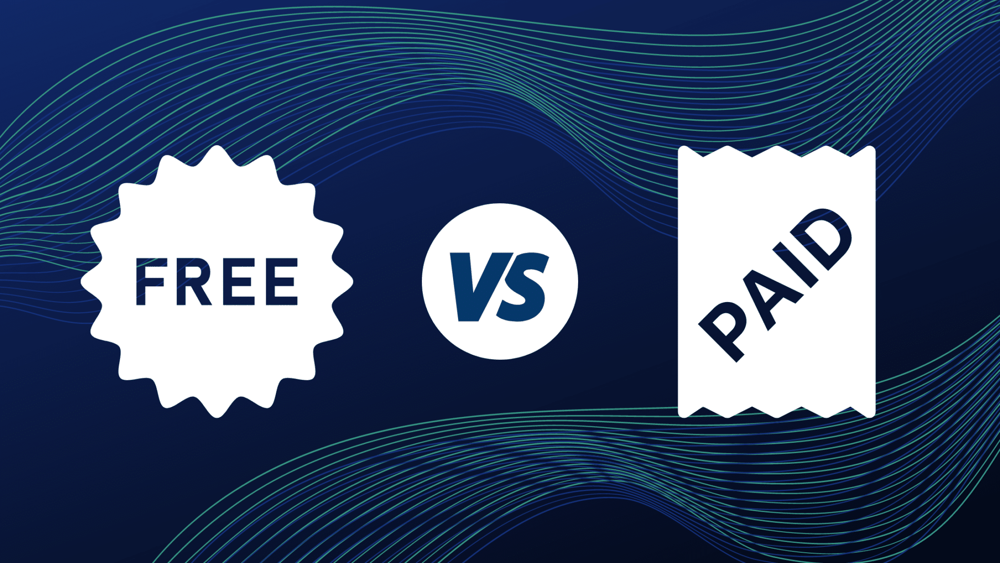 In this image, a comparison is being made between the benefits of using a free version of a product versus a paid version.
