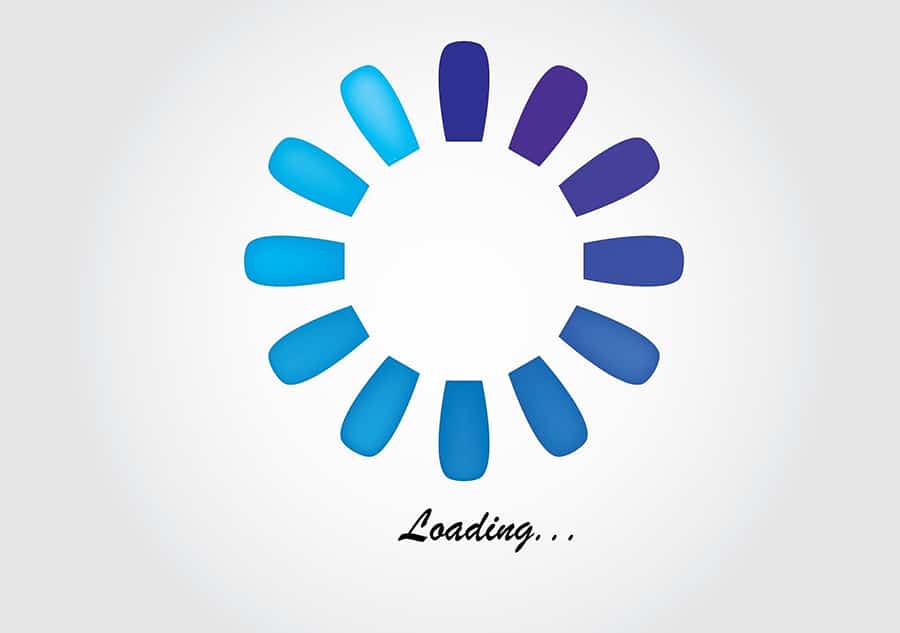 A blue and purple loading icon with the text "Loading..." beneath it reflects the website speed.