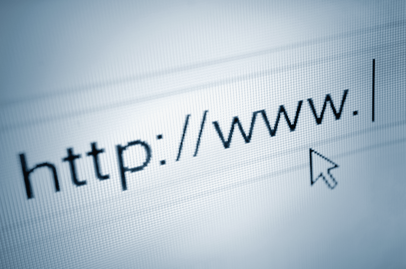 Close-up of a computer screen showing "http://www." with a cursor pointing at the text, indicating a web address entry.